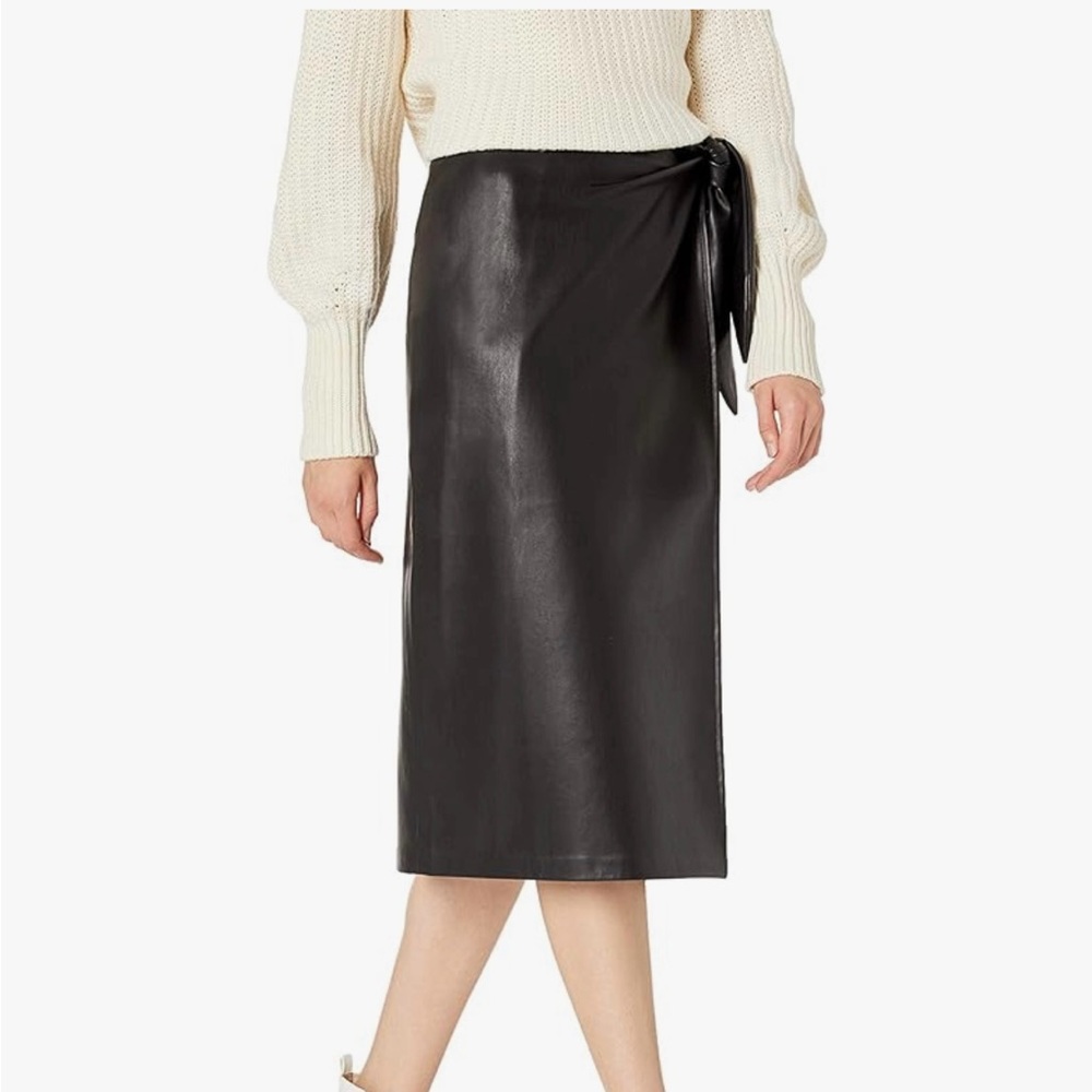 The Drop Women's Manon Vegan Leather Wrap-Front
Midi Skirt